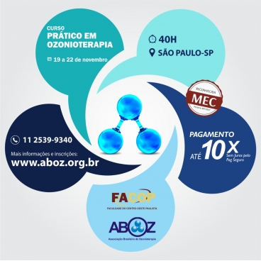Curso em Ozonoterapia 40 horas - Aulas Teóricas e Práticas - dias 19 a 22 de novembro de 2020