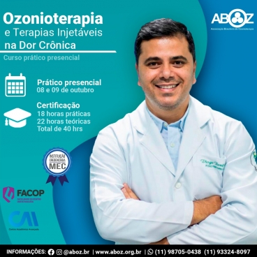 Ozonioterapia e Terapia Injetáveis na Dor Crônica dias 08 e 09 de outubro de 2022