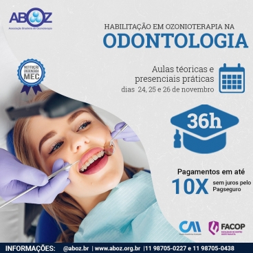 Habilitação em Ozonioterapia na Odontologia de 24 a 26 de novembro de 2023
