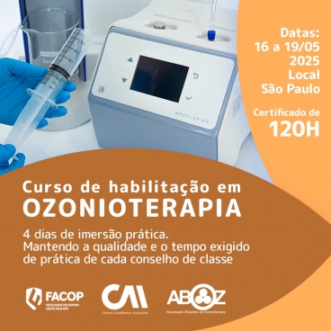 Curso Habilitação em Ozonioterapia 120h - Aulas Práticas de 16 a 19 de maio 2025