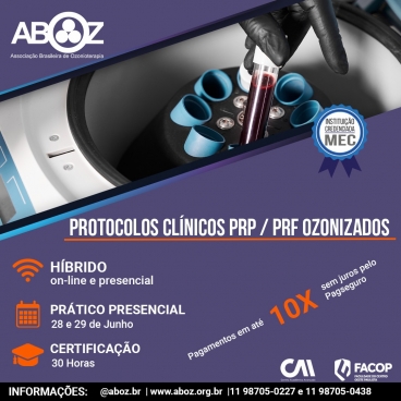 Curso Protocolos Clínicos PRP / PRF Ozonizados - Práticas dias 28 e 29 de junho 2025