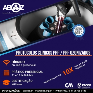 Curso Protocolos Clínicos PRP / PRF Ozonizados - Práticas dias 11 e 12 de outubro 2025