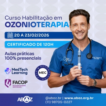 Curso Habilitação em Ozonioterapia 120h - Aulas Práticas de 20 a 23 de fevereiro 2026