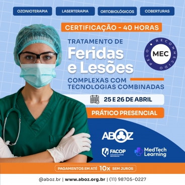 Tratamento de Feridas e Lesões Complexas com Tecnologias Combinadas dias 25 e 26 de abril de 2026