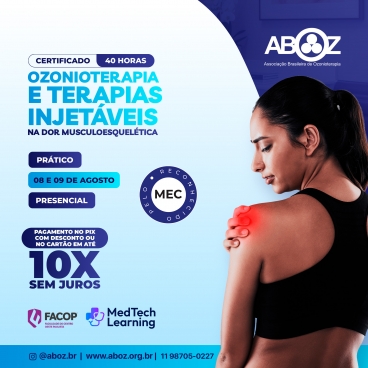 Ozonioterapia e Terapias Injetáveis na Dor Musculoesquelética dias 08 e 09 de agosto de 2026