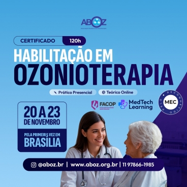 Curso Habilitação em Ozonioterapia 120h - Aulas Práticas de 20 a 23 de novembro 2026