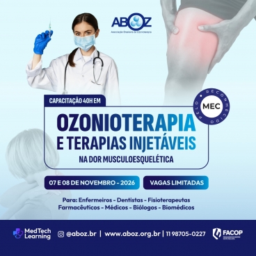 Ozonioterapia e Terapias Injetáveis na Dor Musculoesquelética dias 07 e 08 de novembro de 2026