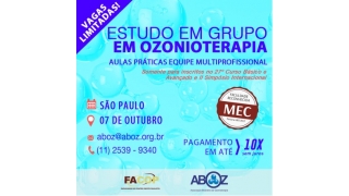 Workshop: Estudo de Grupo em Ozonioterapia Somente Práticas Profissionais Da Saúde 7/10 Reconhecido pelo MEC - Somente para inscritos no 27º curso