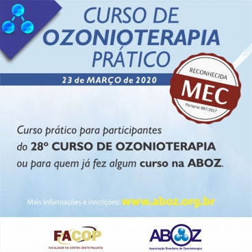 Workshop: Estudo de Grupo em Ozonioterapia - Somente Práticas - Profissionais Da Saúde Reconhecido 23/03 pelo MEC