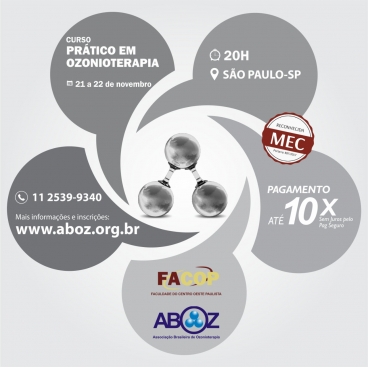 Curso em Ozonoterapia 20 horas - Aulas Teóricas e Práticas - dias 21 e 22 de novembro de 2020 