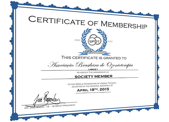 Membro oficial da World Federation of Ozone Therapy